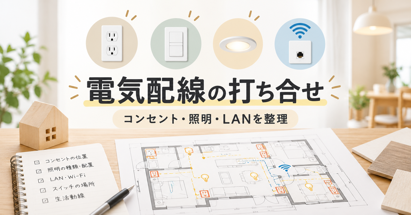 電気配線の打ち合わせがスタート｜コンセント・スイッチ・照明・LANを徹底検討