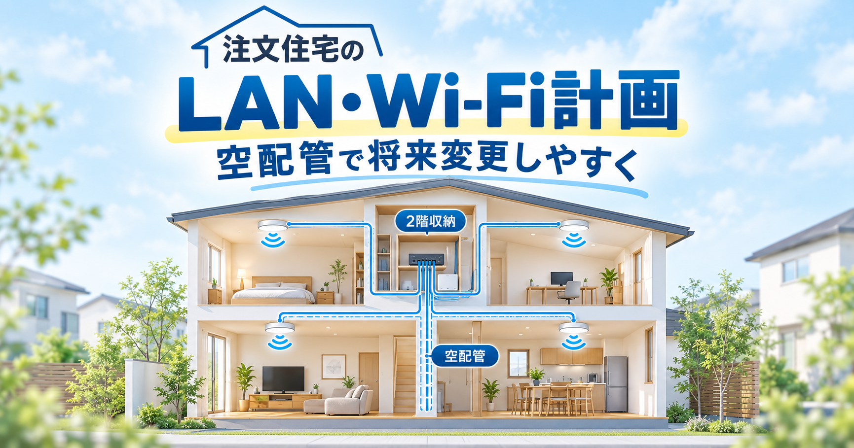 注文住宅のLAN配線・Wi-Fi計画｜空配管・天井Wi-Fi・防犯カメラまで将来の自由度を優先した